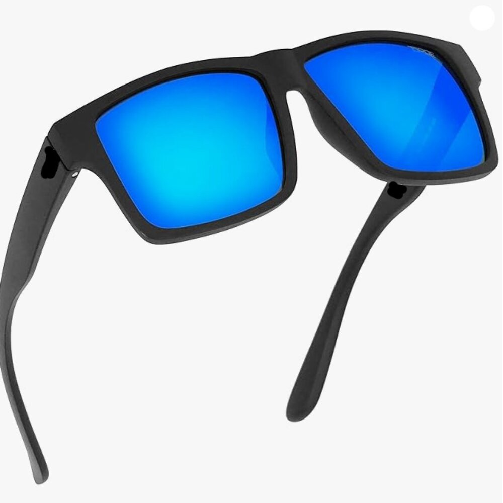 Foster Grant Cali Blue Black Sunglasses with Blue Mirrored Lenses